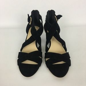 C. Wonder Louisa Black Suede Cross Band Sandal 9.5
